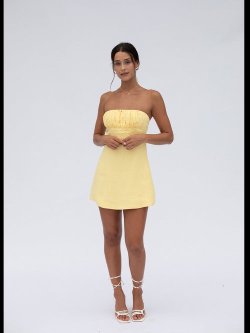 Yellow Mini Linen Dress sz S Zarfie